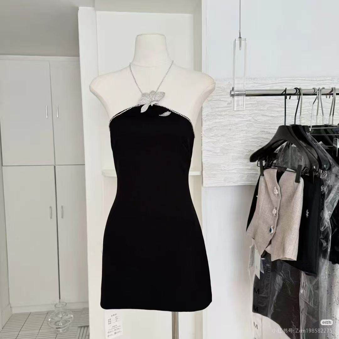 Black strapless mini dress