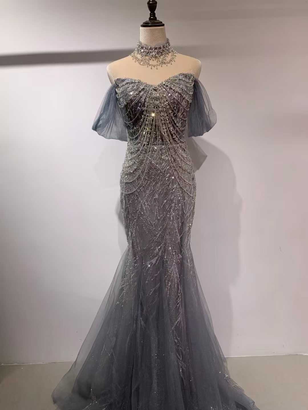 Luxurious Beaded Mermaid Evening Gown