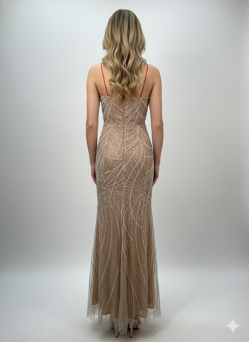 Off-the-Shoulder Beaded Mermaid Gown