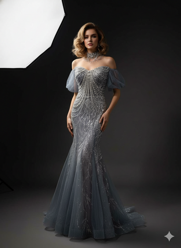 Luxurious Beaded Mermaid Evening Gown