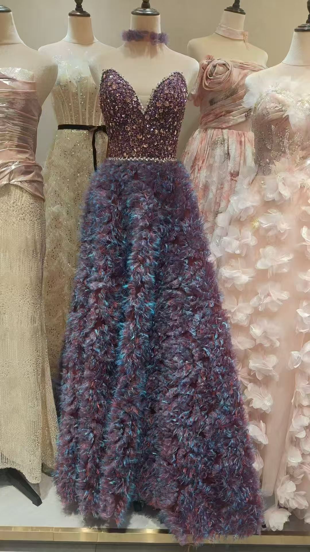 Amethyst Elegance: A Strapless Ball Gown