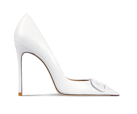 Pure White Pointed-Toe Stiletto Heels