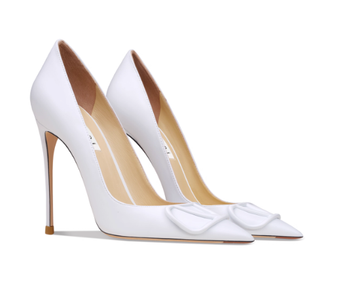 Pure White Pointed-Toe Stiletto Heels